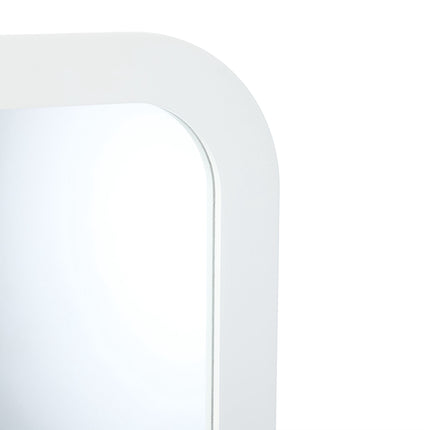 White bathroom mirror with shelf