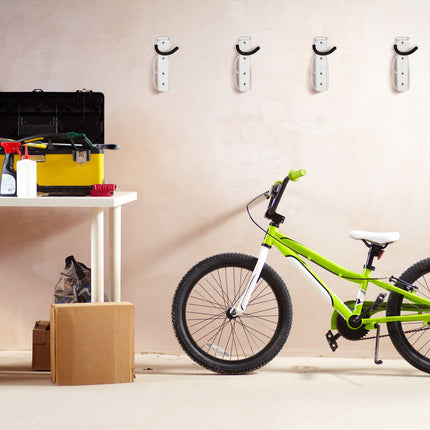 White bicycle holder wall set of 4