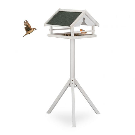 White bird table on post