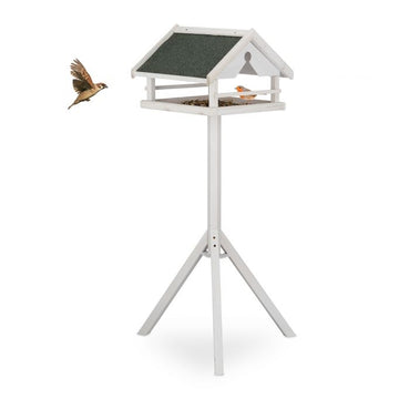 White bird table on post
