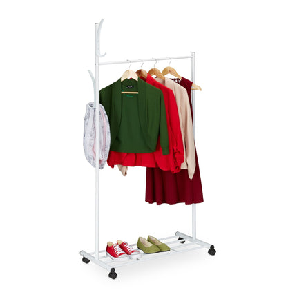 White coat hanger with wheels
