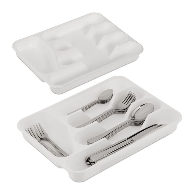 White cutlery tray set of 2