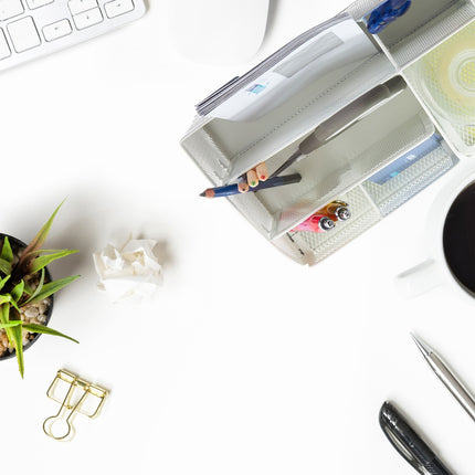 White desk storage