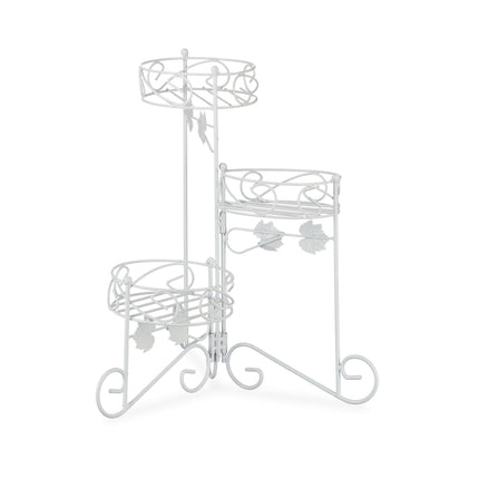 White flower pedestal in metal