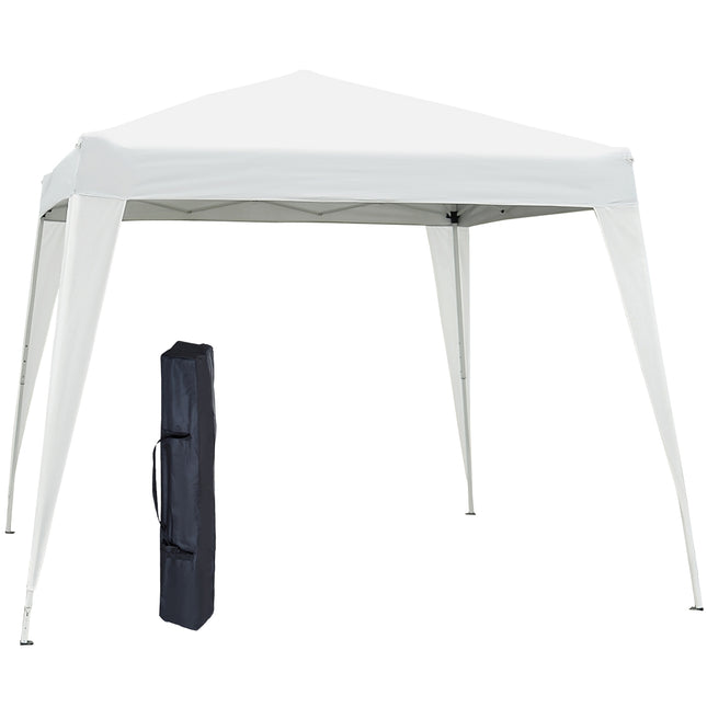 White folding pavilion tent in steel with carrying bag, 2.4x2.4M
