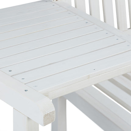 White garden bench with table
