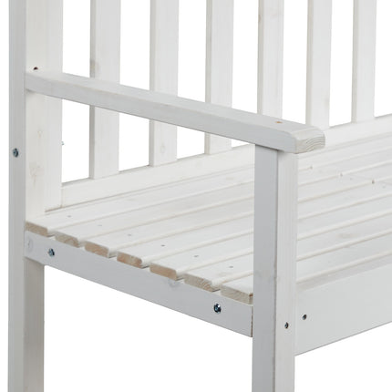 White garden bench with table