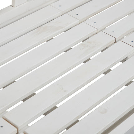 White garden bench with table