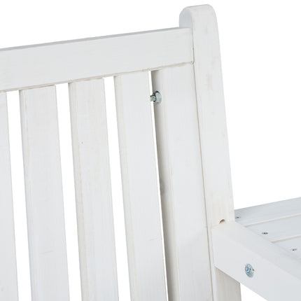White garden bench with table