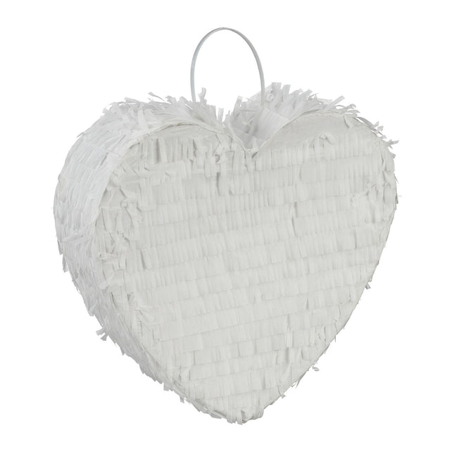 White heart shaped pinata