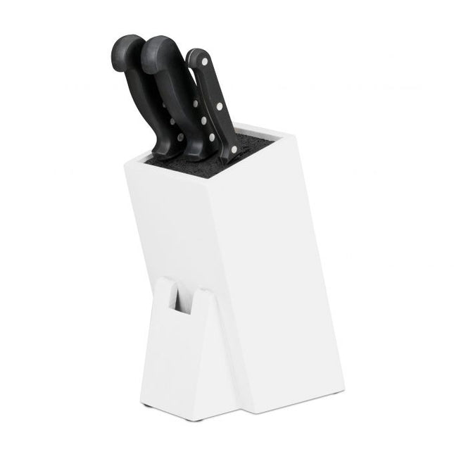 White knife block with straw