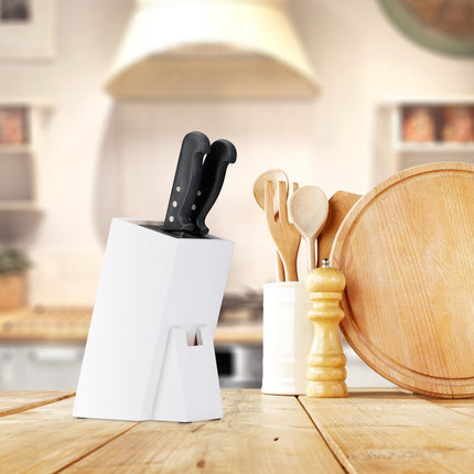 White knife block with straw