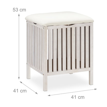 White laundry basket with seat