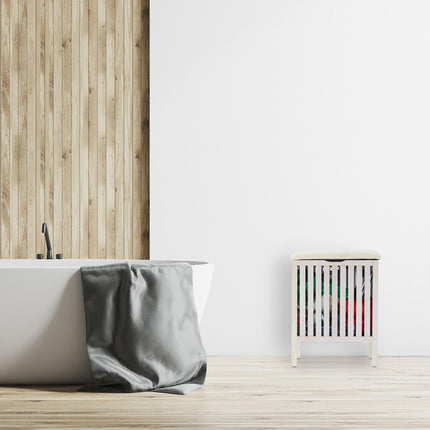 White laundry basket with seat