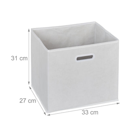 White multi-level shelf with 6 compartments