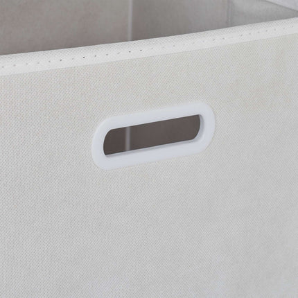 White multi-level shelf with 6 compartments