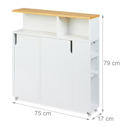 White niche cabinet with bamboo surface