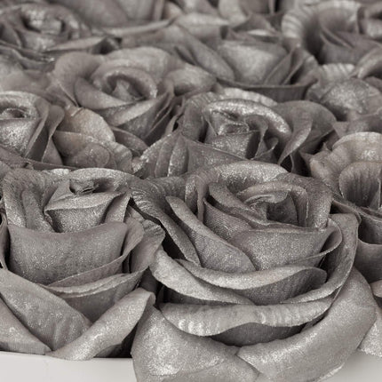 White rose box with 18 silver roses