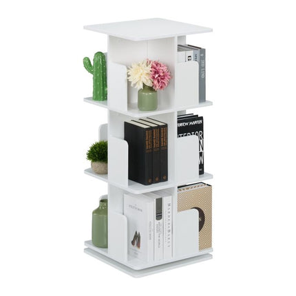White rotating bookcase