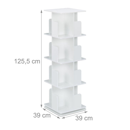 White rotating bookcase