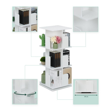 White rotating bookcase