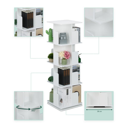 White rotating bookcase