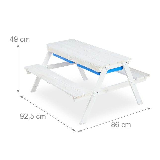 White seating area for children Wood with parasol