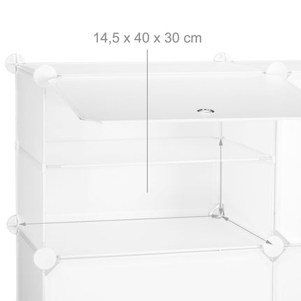 White shoe cabinet with 12 compartments