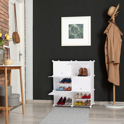 White shoe cabinet with 12 compartments