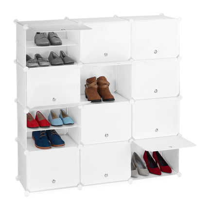 White shoe cabinet with 24 compartments