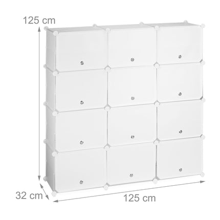 White shoe cabinet with 24 compartments