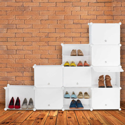 White shoe cabinet with 24 compartments