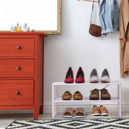 White shoe shelf with 2 shelves