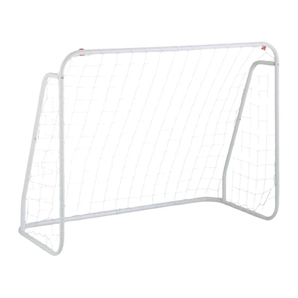 White soccer goal with steel frame