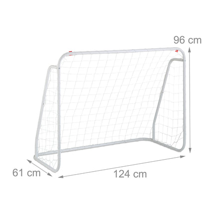 White soccer goal with steel frame