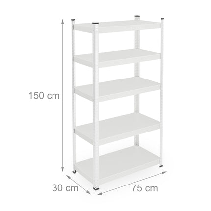 White strong metal shelf with 5 levels