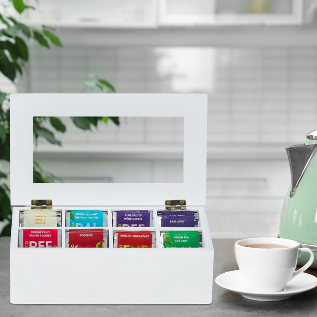 White tea box with 8 compartments