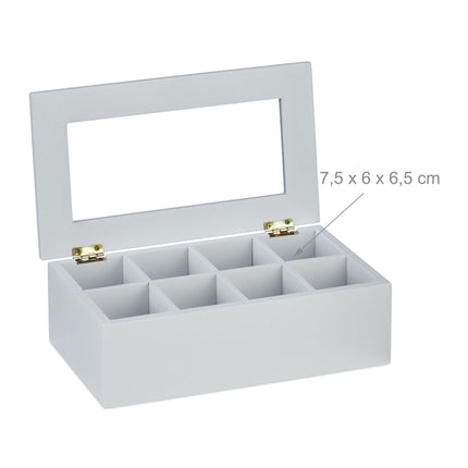 White tea box with 8 compartments