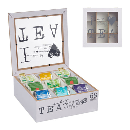 White tea box with 9 compartments