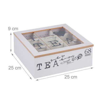 White tea box with 9 compartments