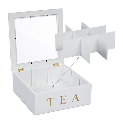 White tea box with 9 compartments