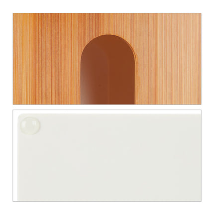 White tissue box with bamboo lid