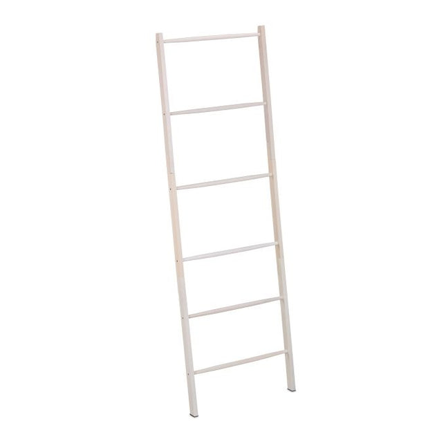 White towel rack with 6 pegs