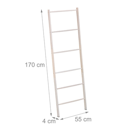 White towel rack with 6 pegs