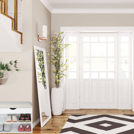 White upholstered shoe bench