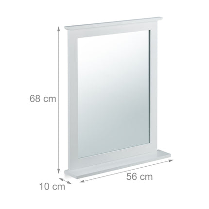 White wall mirror with shelf