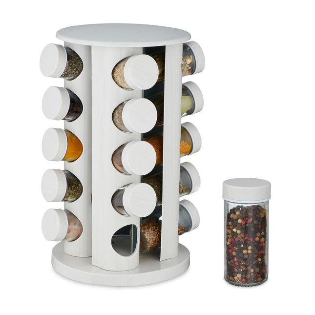 White wooden-look spice carousel