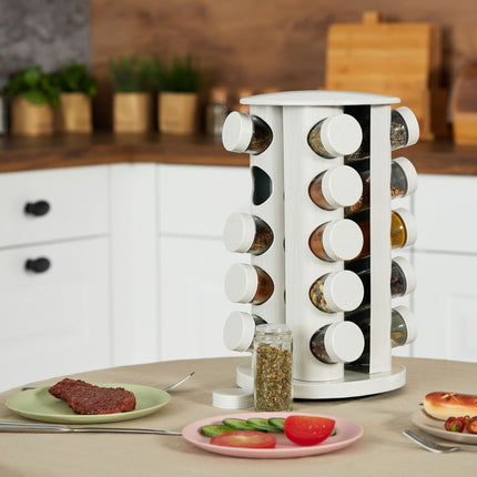 White wooden-look spice carousel
