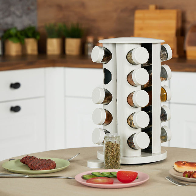White wooden-look spice carousel