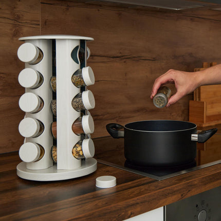 White wooden-look spice carousel